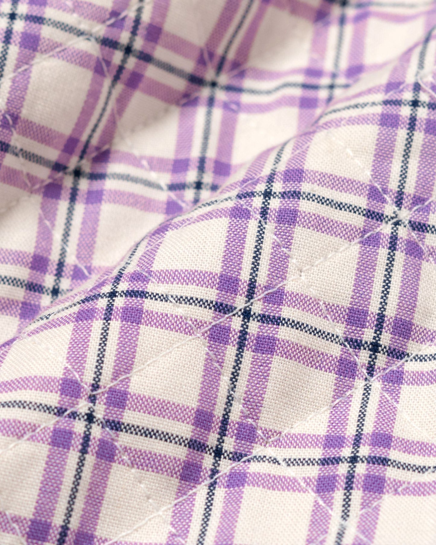BURU VEST QUILT PLAID PURPLE/ WHITE
