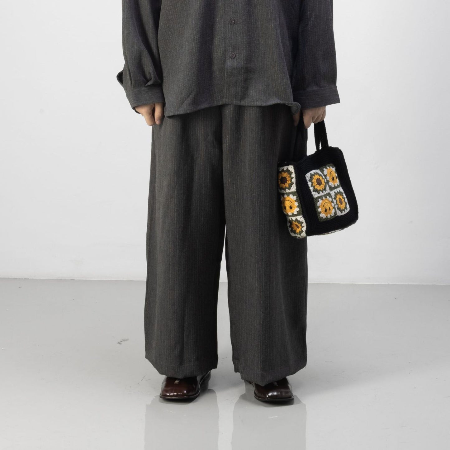 DAITA BARREL PANTS SEMI WOOL GRAY