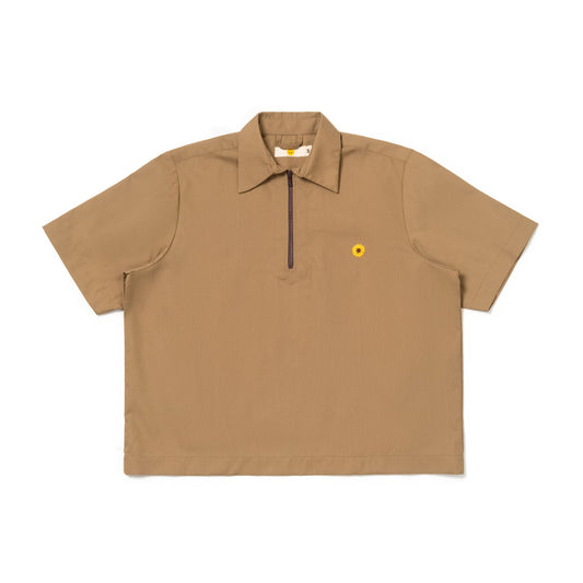 LEJA QUARTER ZIP SHIRT CANVAS LIGHT BROWN