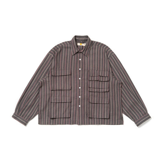 LEPA SHIRT L/S SEMI WOOL STRIPES GRAY