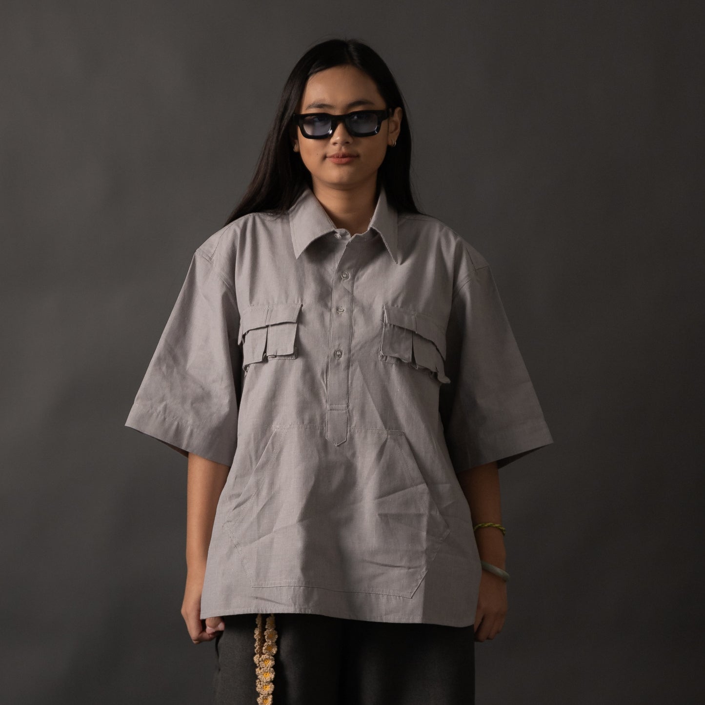 KANGAROO SHIRT STRIPES GRAY TNOI