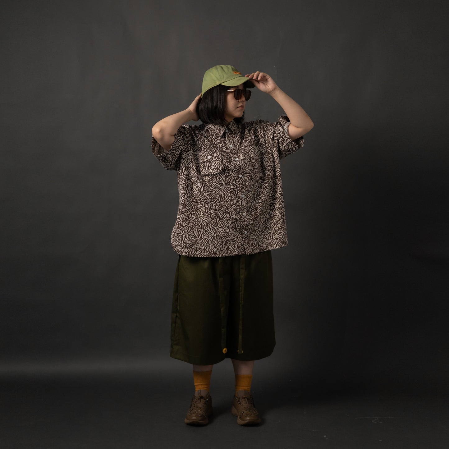 NOMIZU SHIRT PATTERN BROWN WHITE TNOI