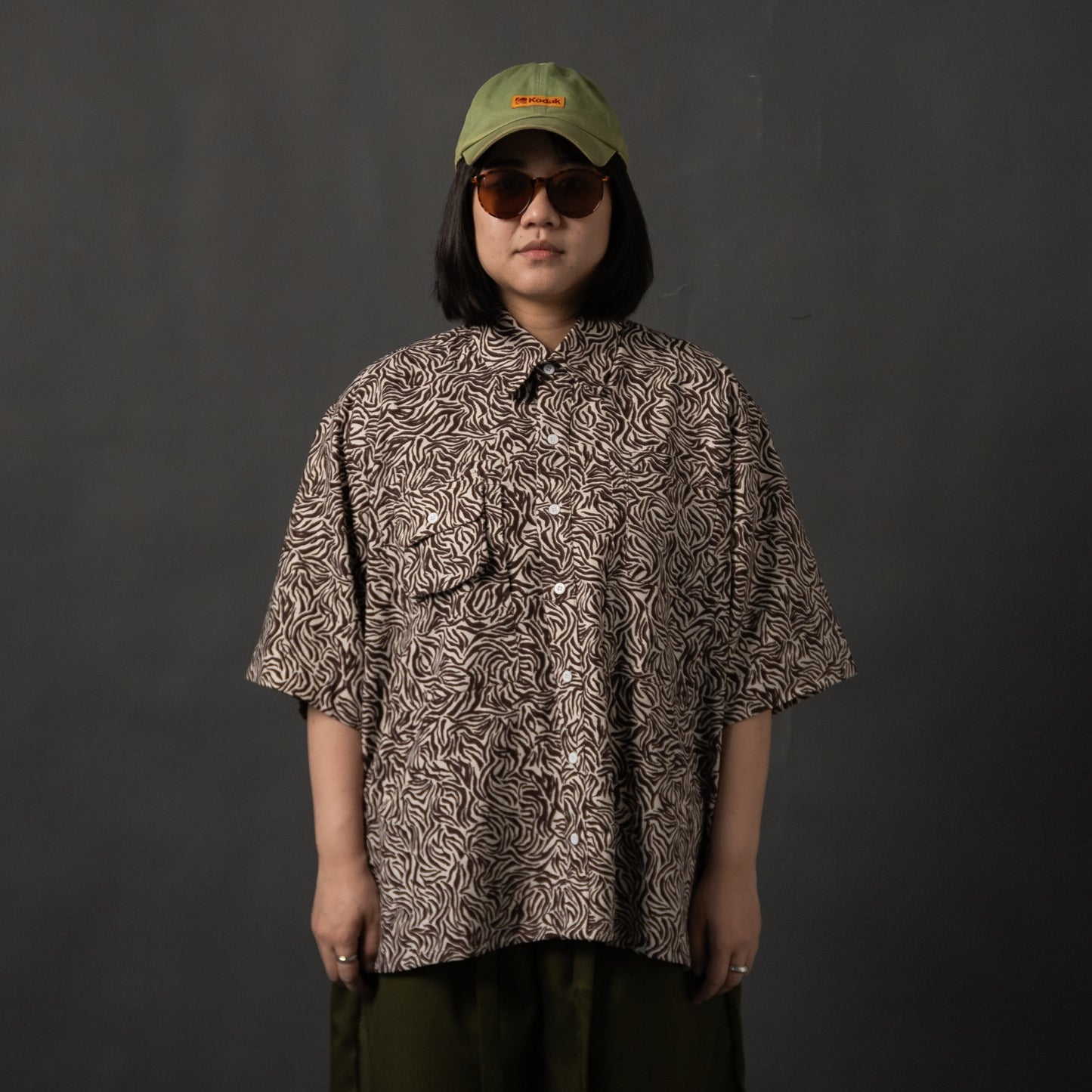 NOMIZU SHIRT PATTERN BROWN WHITE TNOI