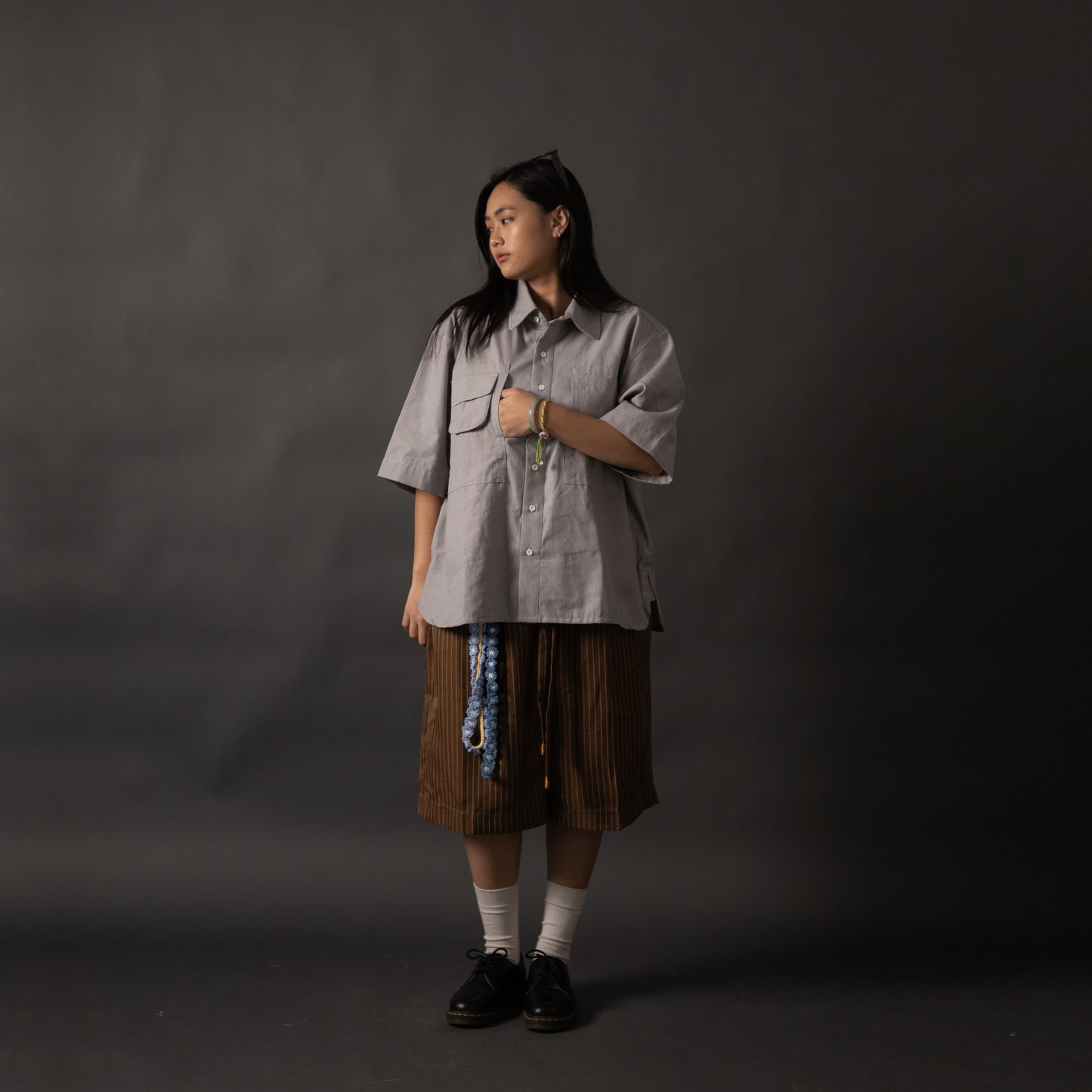 NOMIZU SHIRT STRIPES GRAY TNOI