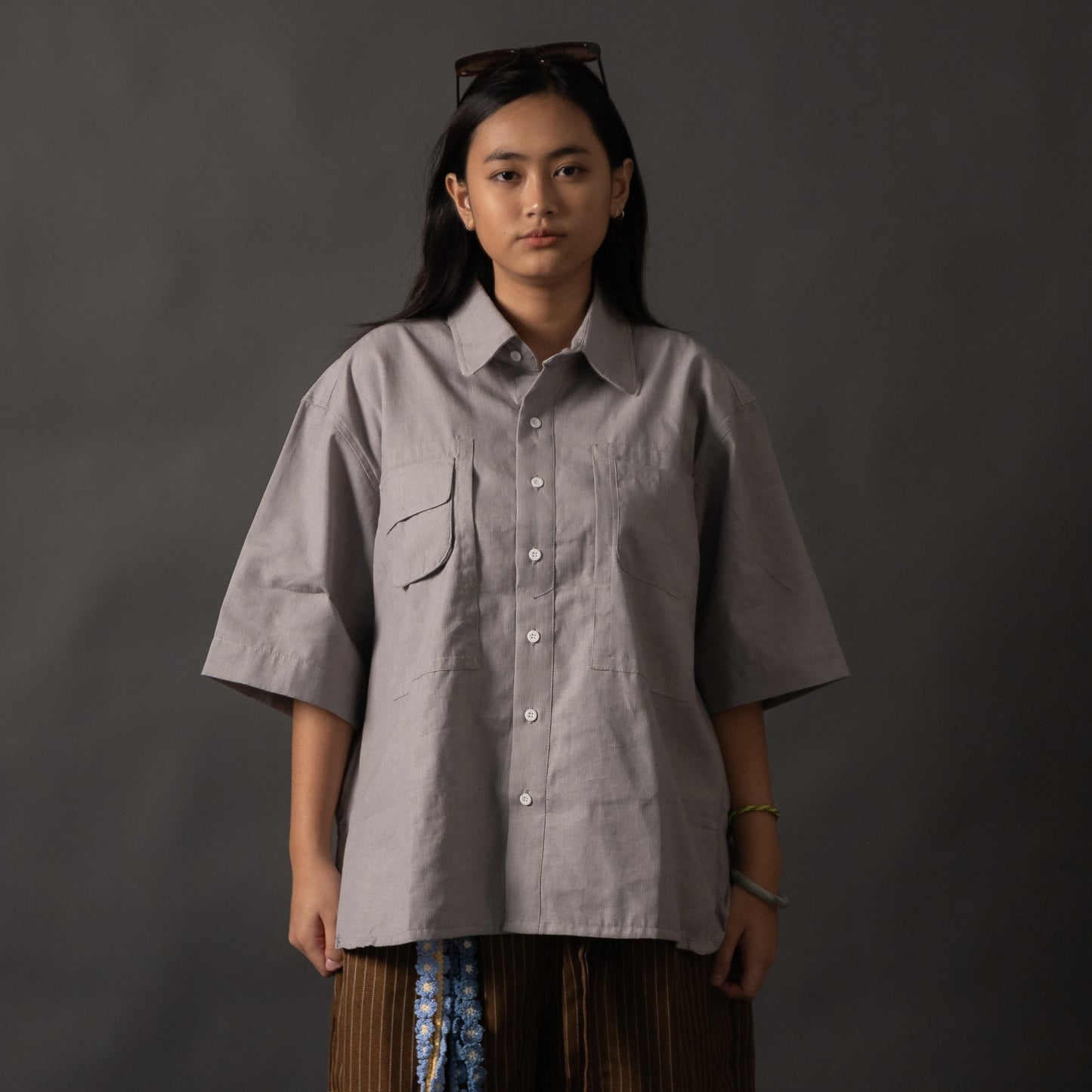 NOMIZU SHIRT STRIPES GRAY TNOI