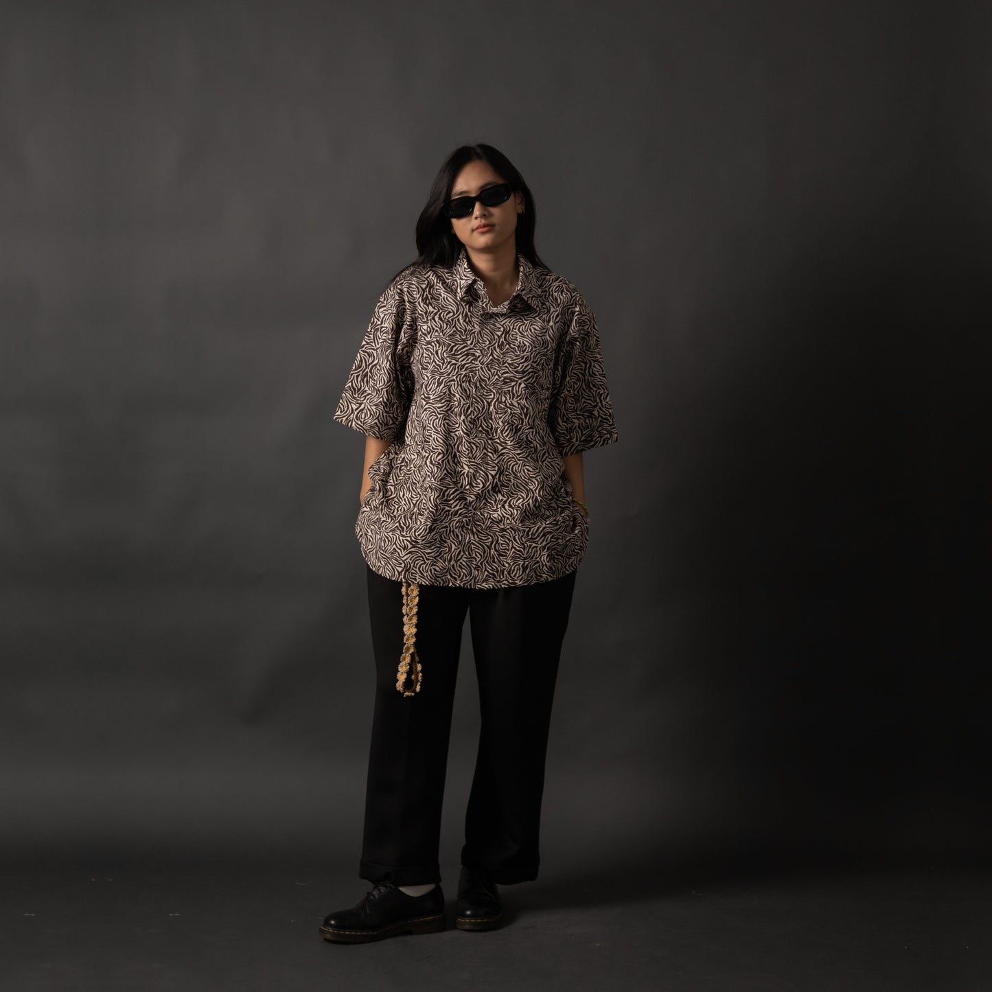NAKANO SHIRT PATTERN BROWN WHITE TNOI