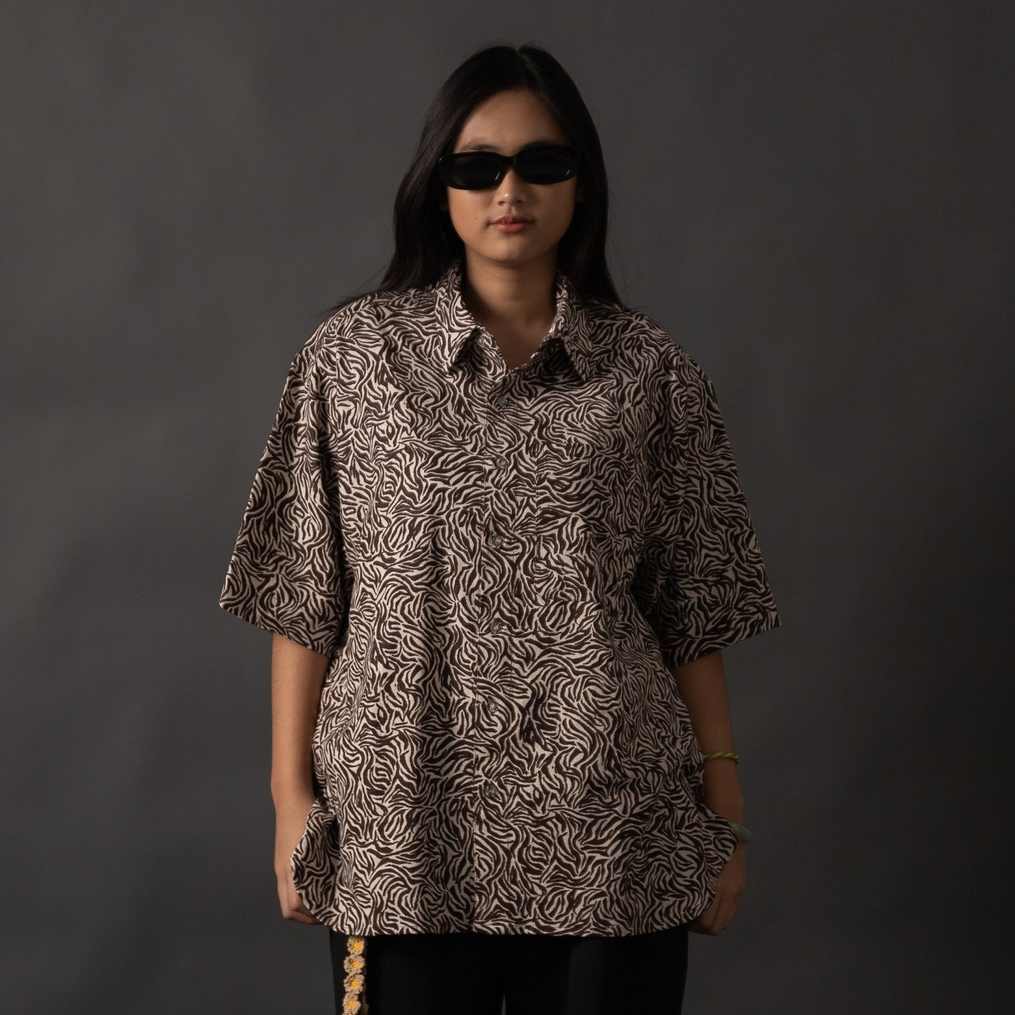 NAKANO SHIRT PATTERN BROWN WHITE TNOI