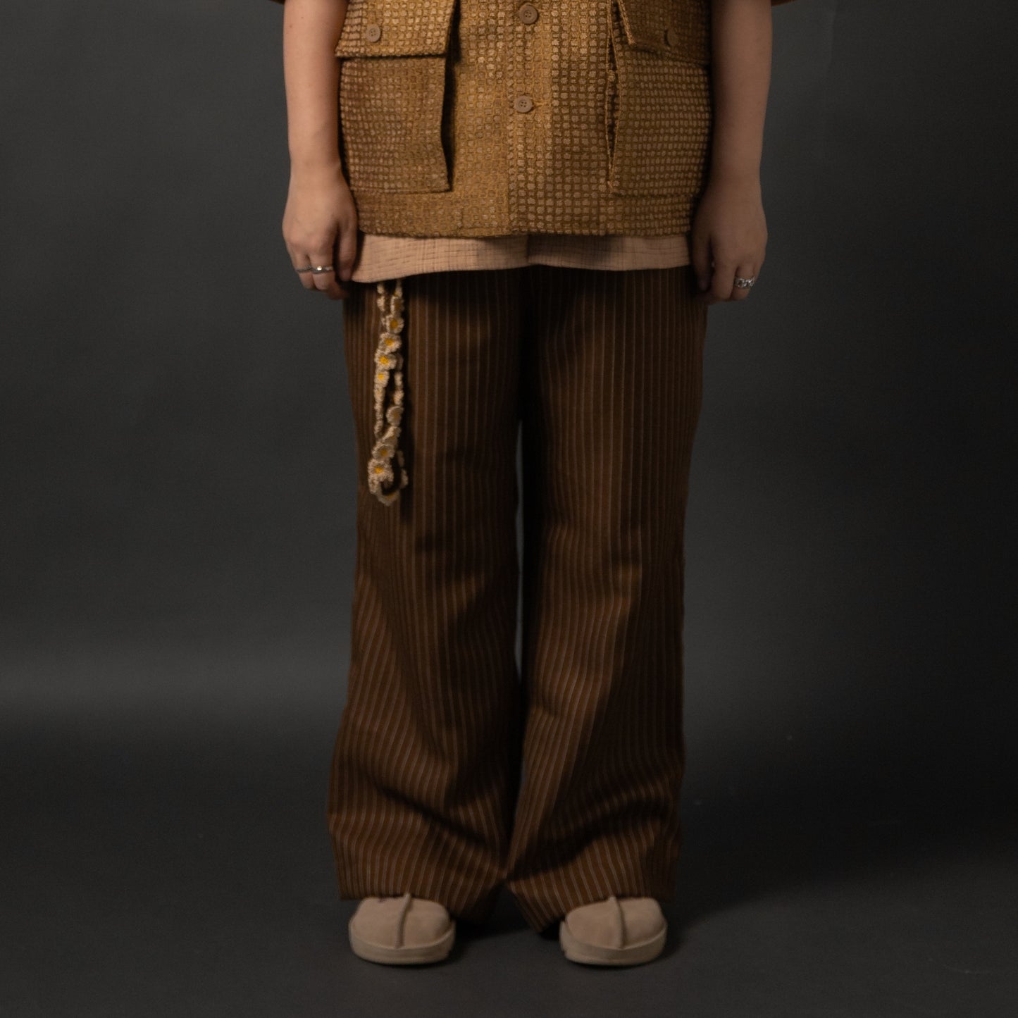 KISA PANTS SEMI WOOL STRIPES BROWN TNOI