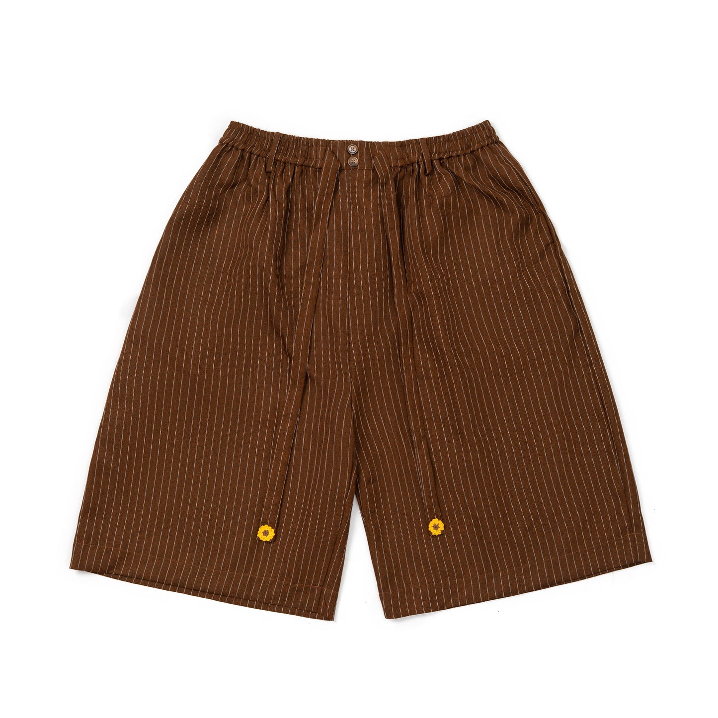 TORORU SHORTS SEMI WOOL STRIPES BROWN TNOI