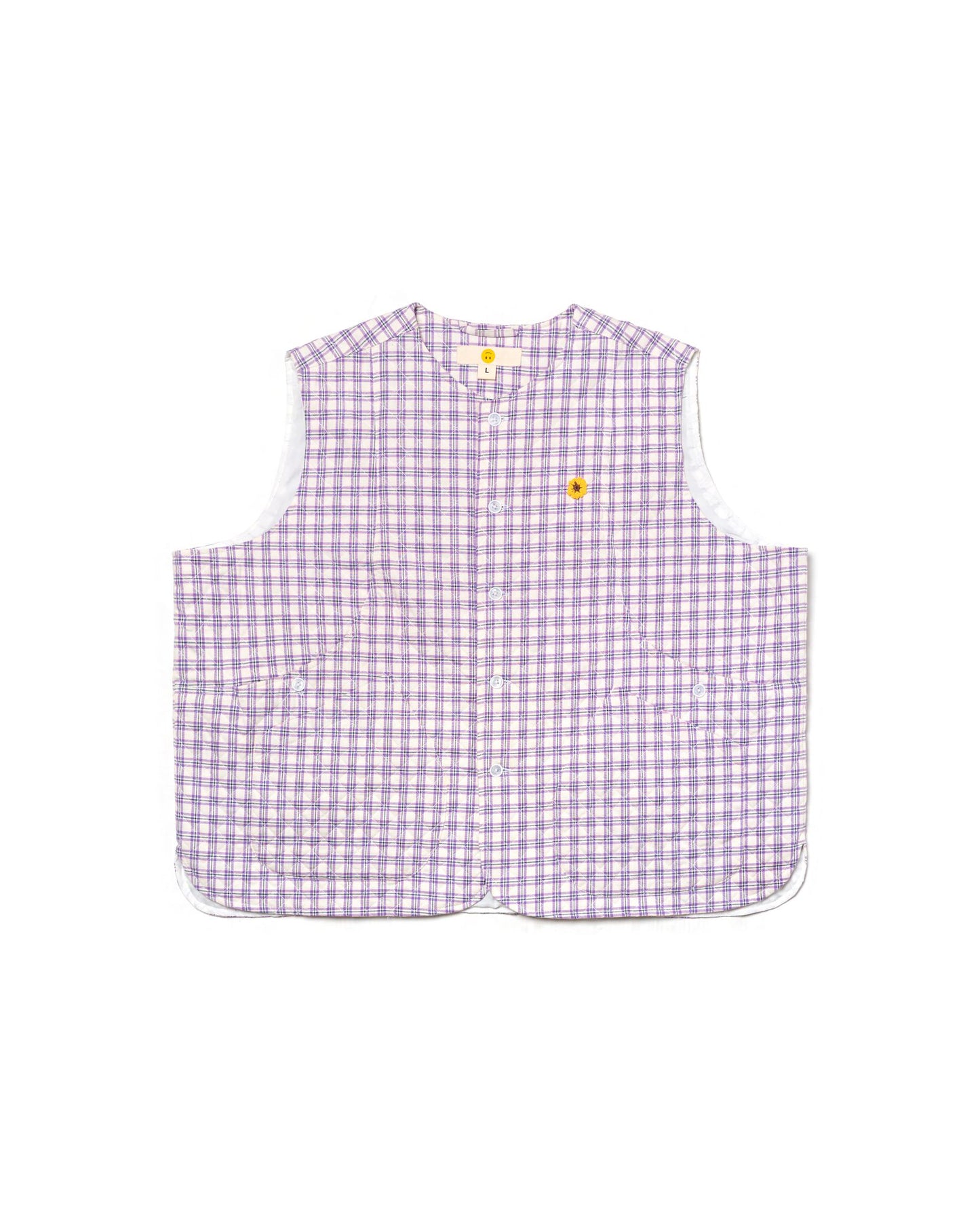 BURU VEST QUILT PLAID PURPLE/ WHITE