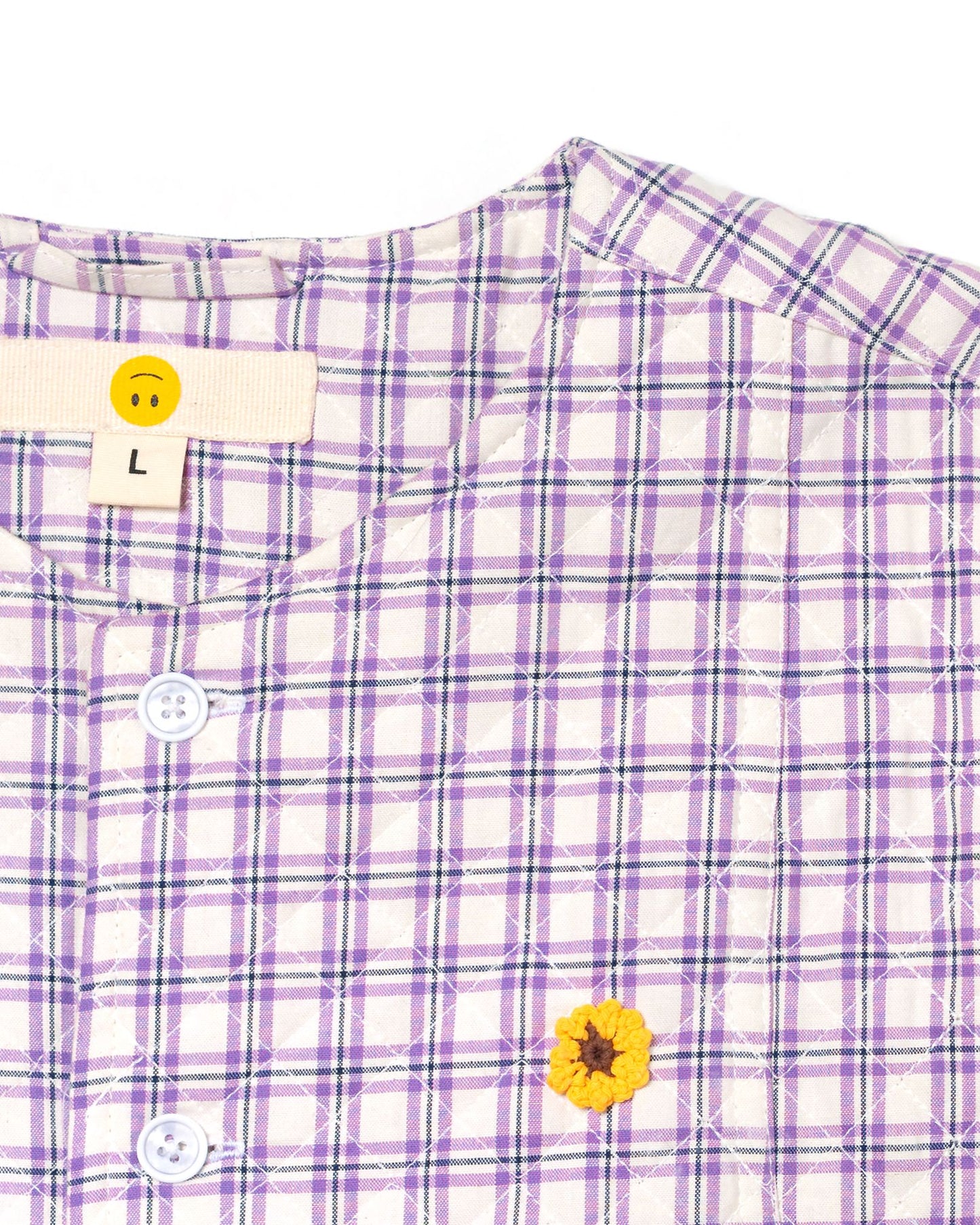 BURU VEST QUILT PLAID PURPLE/ WHITE