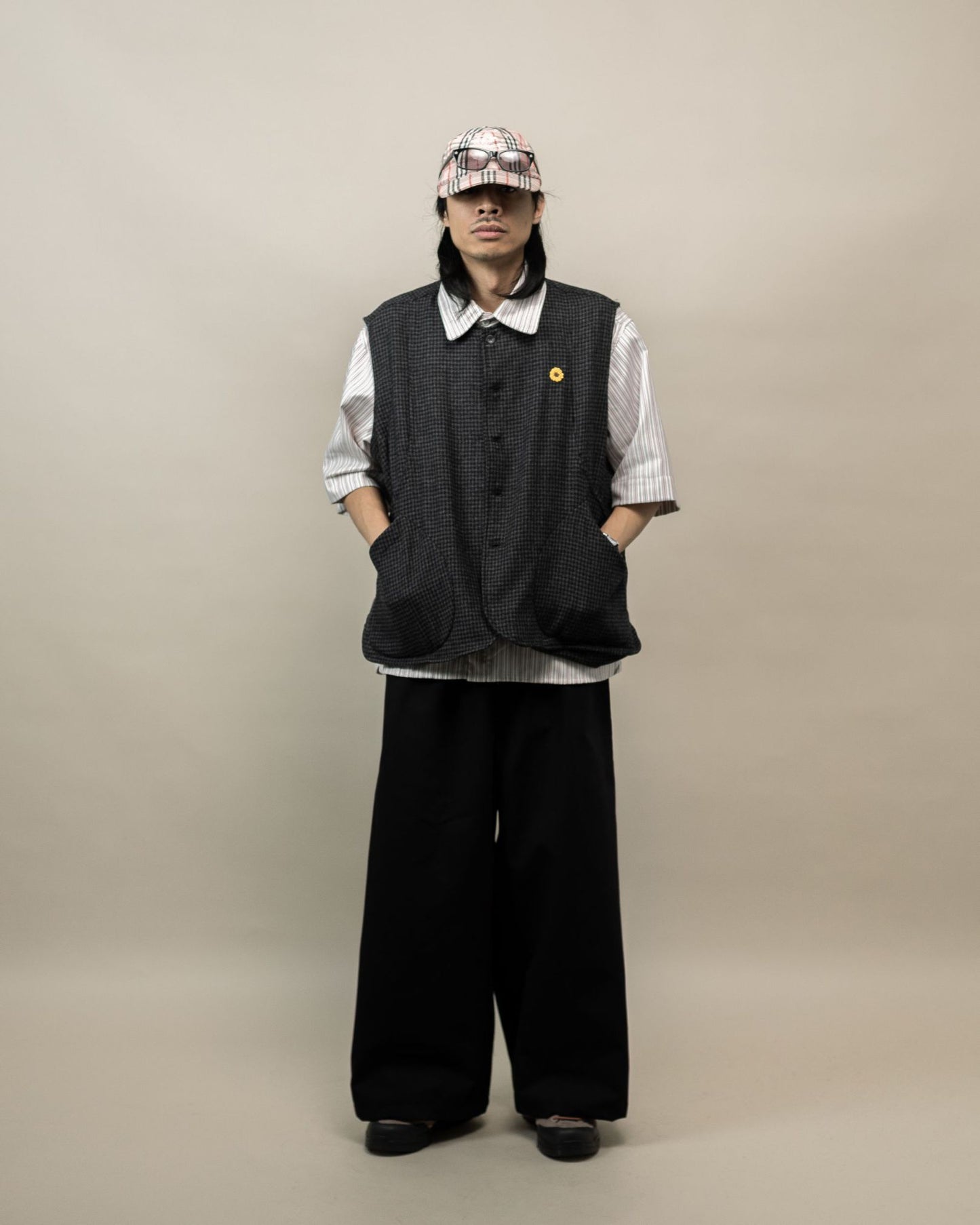 BURU VEST SEMI WOOL PATTERN GRAY