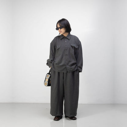 DAITA BARREL PANTS SEMI WOOL GRAY