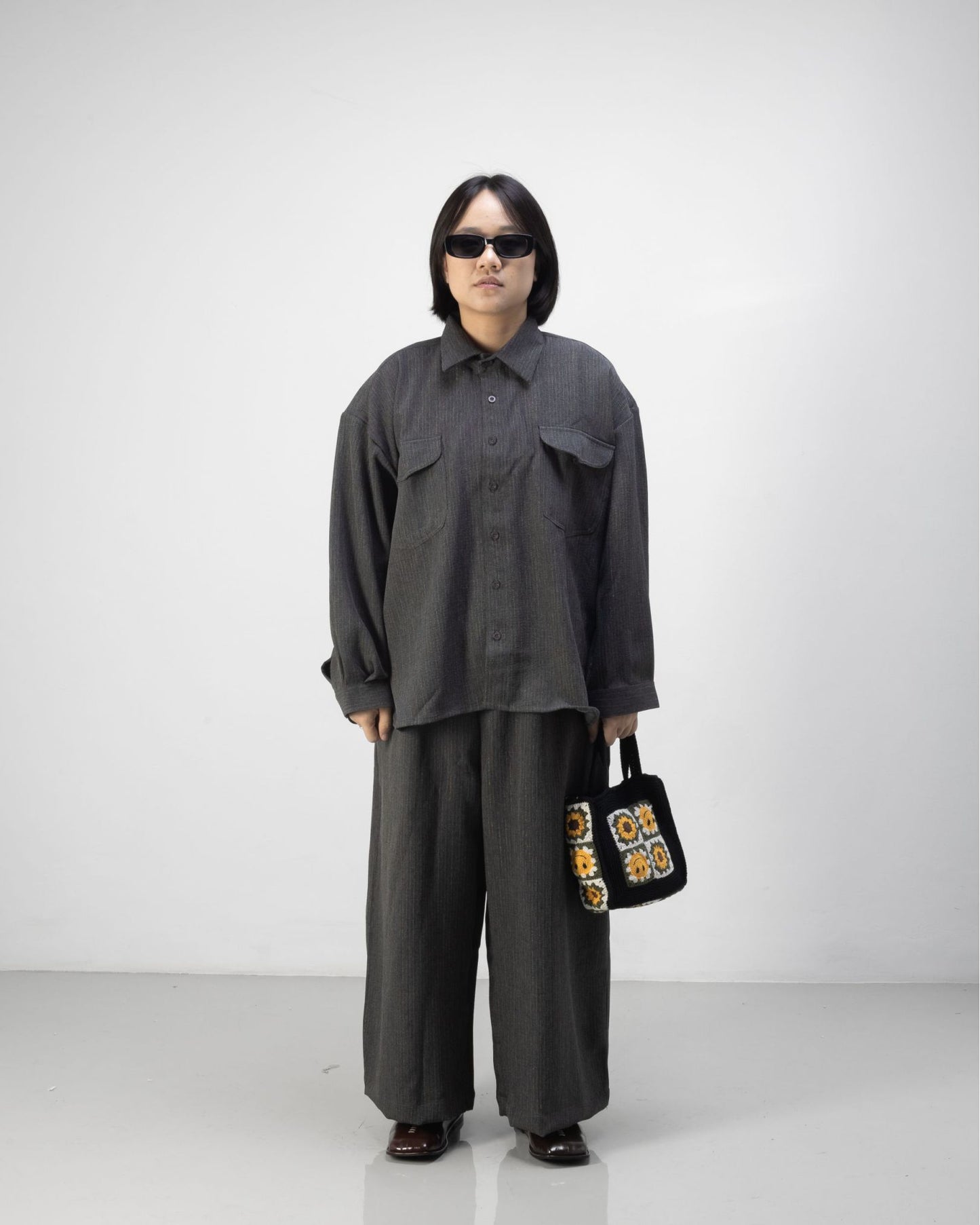 DAITA BARREL PANTS SEMI WOOL GRAY
