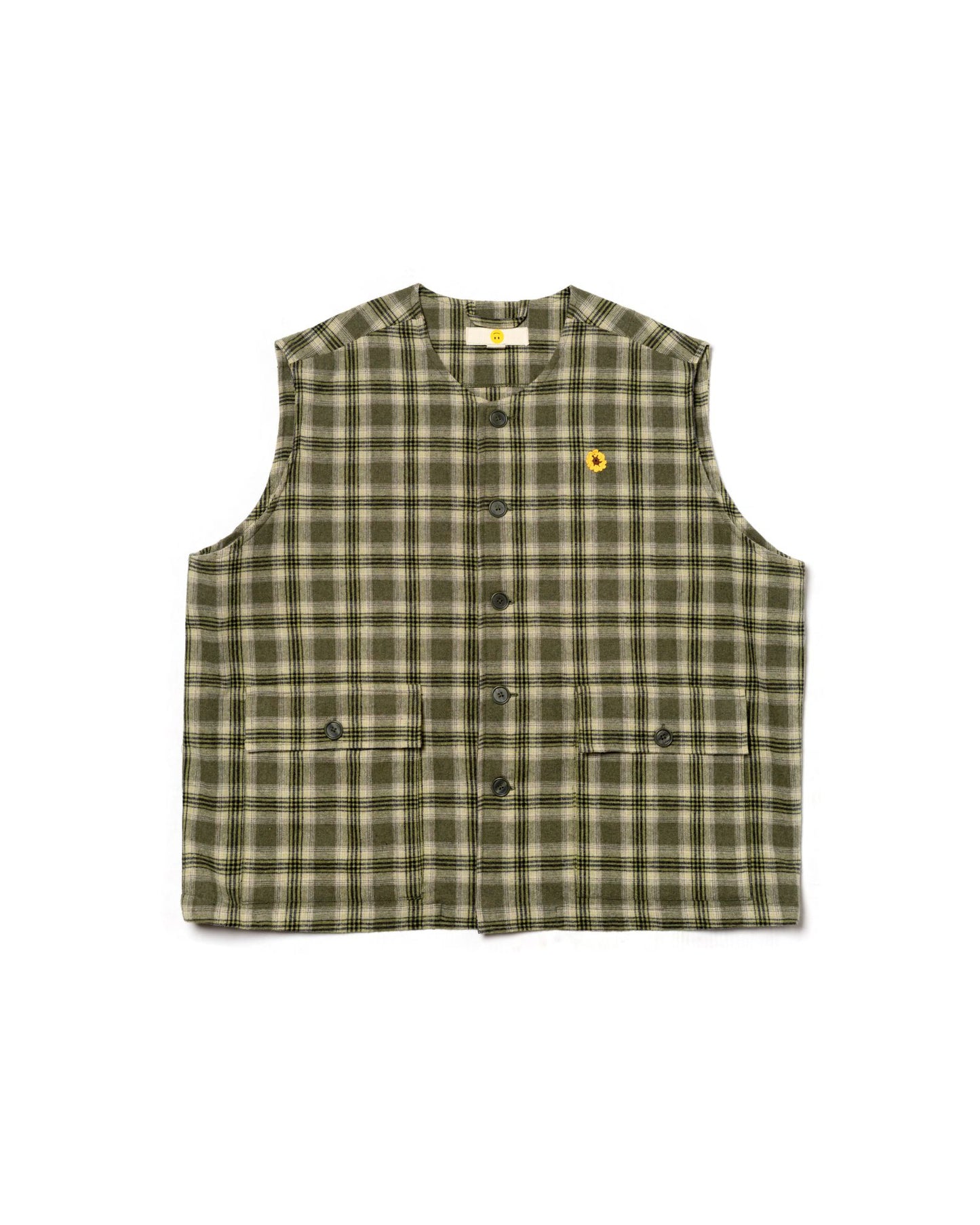 DEMUSAN VEST SEMI WOOL CHECKERED GREEN