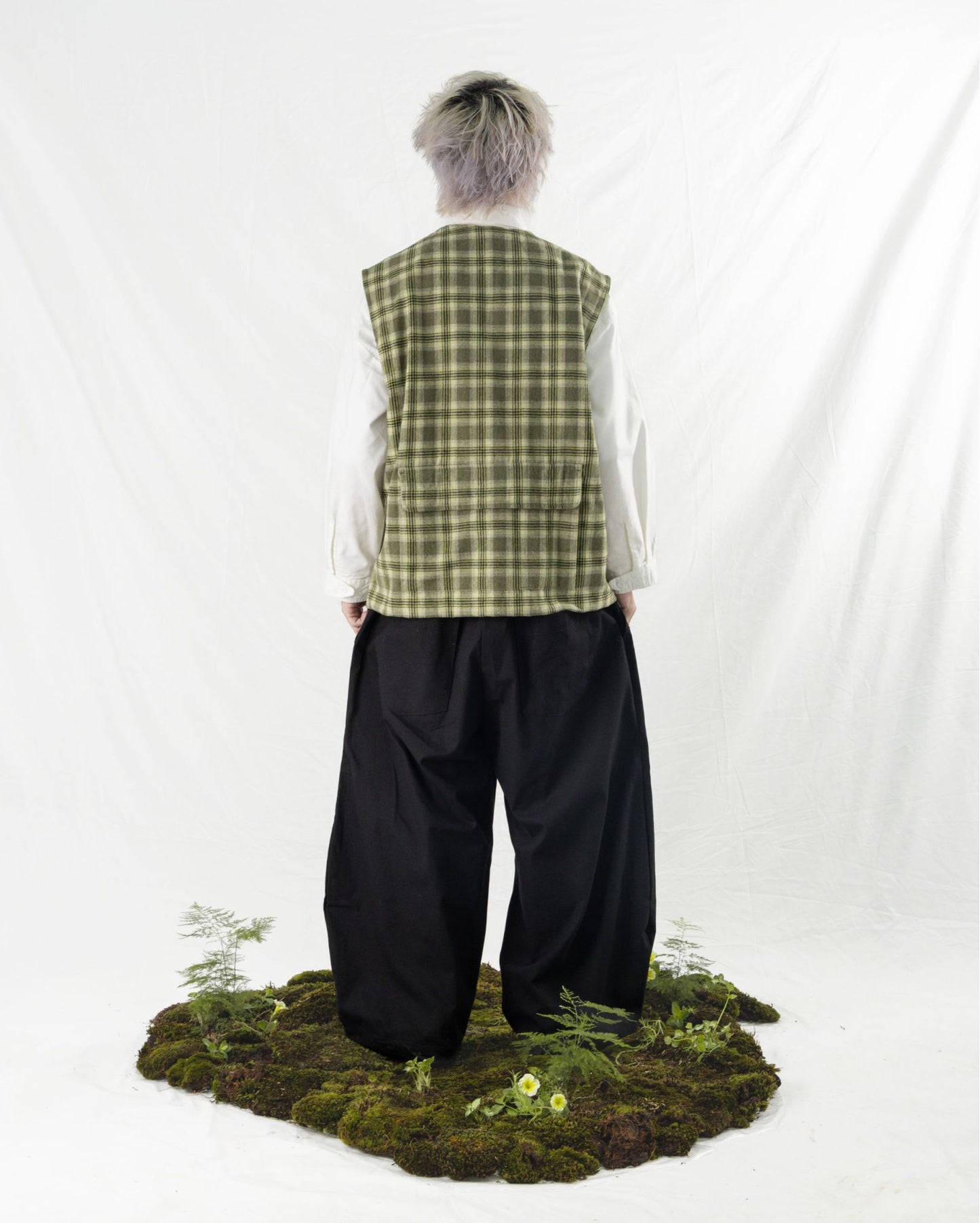 DEMUSAN VEST SEMI WOOL CHECKERED GREEN