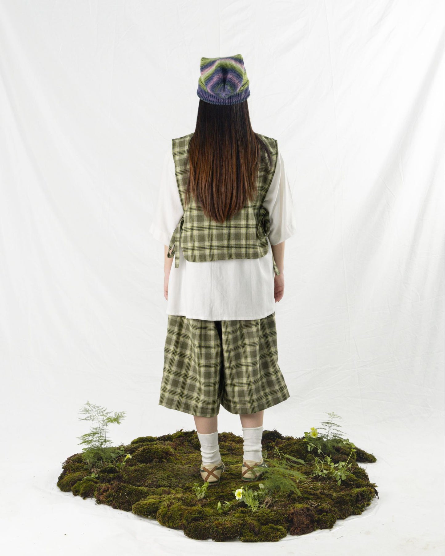 FOSHO VEST SEMI WOOL CHECKERED GREEN