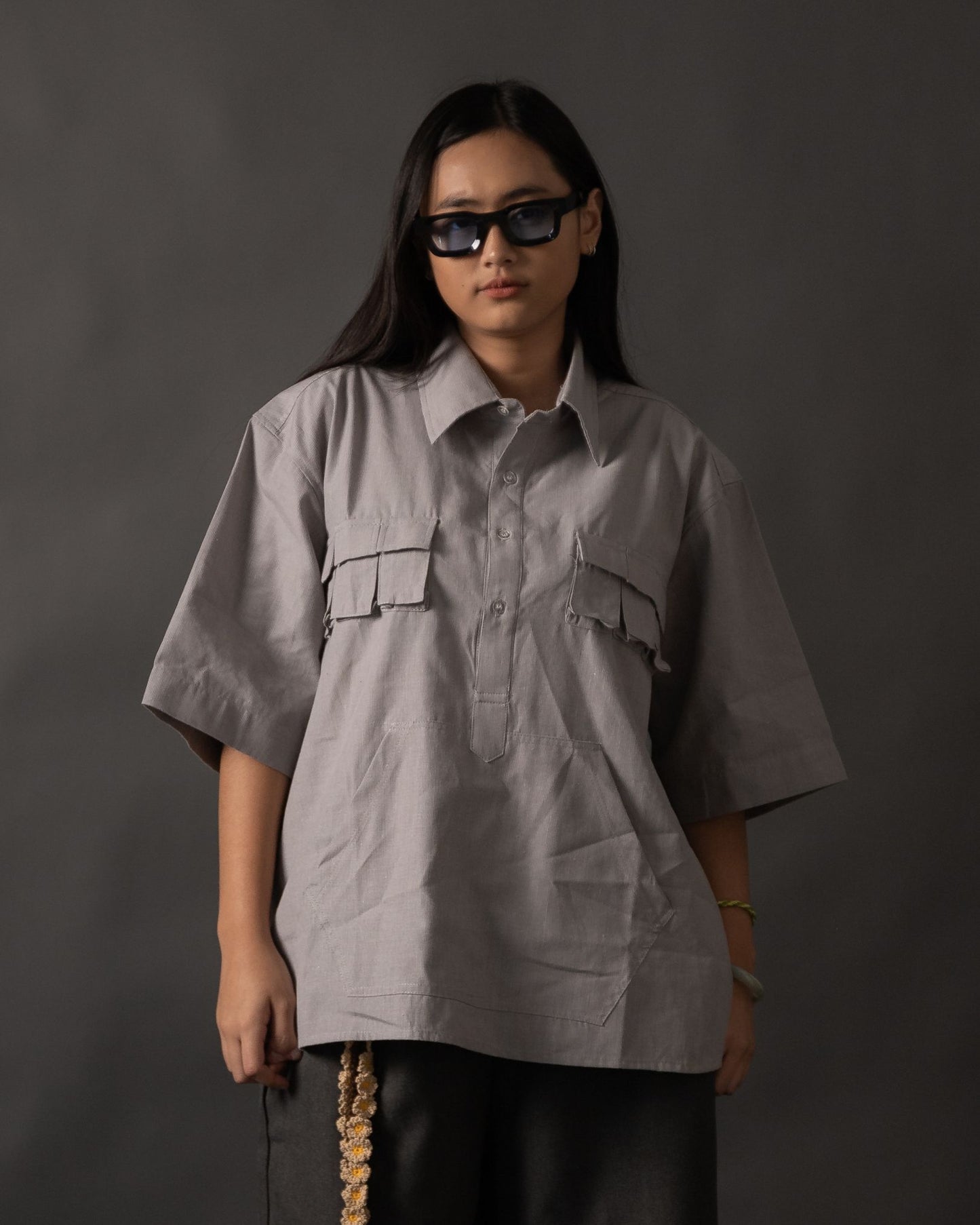 KANGAROO SHIRT STRIPES GRAY TNOI