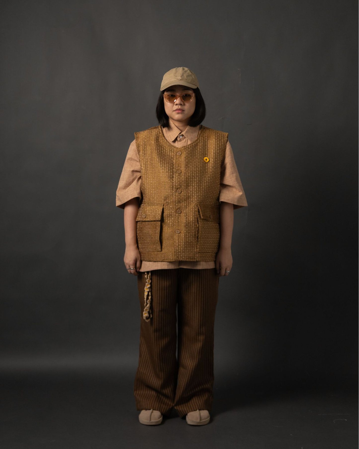 KISA PANTS SEMI WOOL STRIPES BROWN TNOI