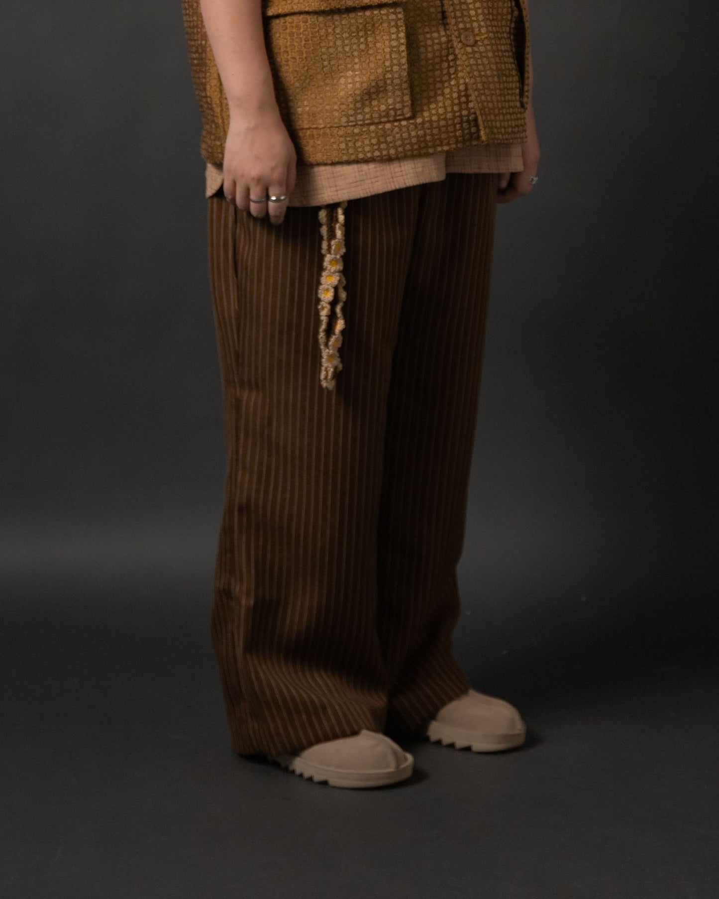 KISA PANTS SEMI WOOL STRIPES BROWN TNOI