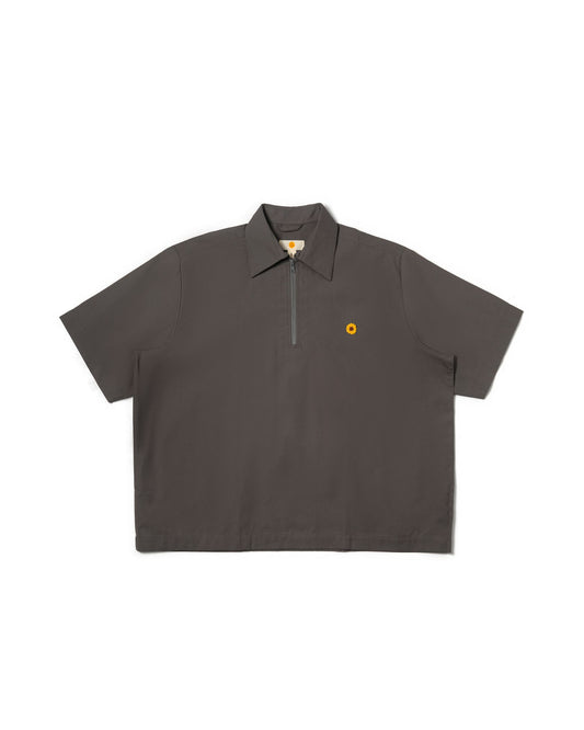 LEJA QUARTER ZIP SHIRT CANVAS DARK GRAY