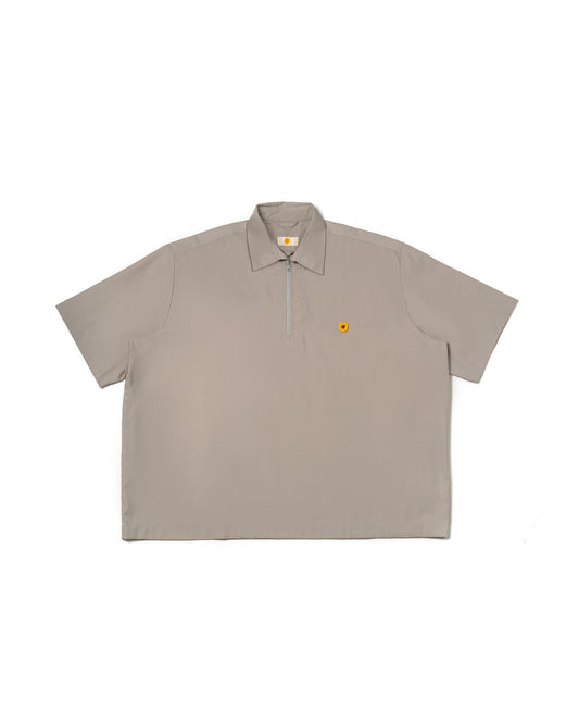 LEJA QUARTER ZIP SHIRT CANVAS LIGHT GRAY