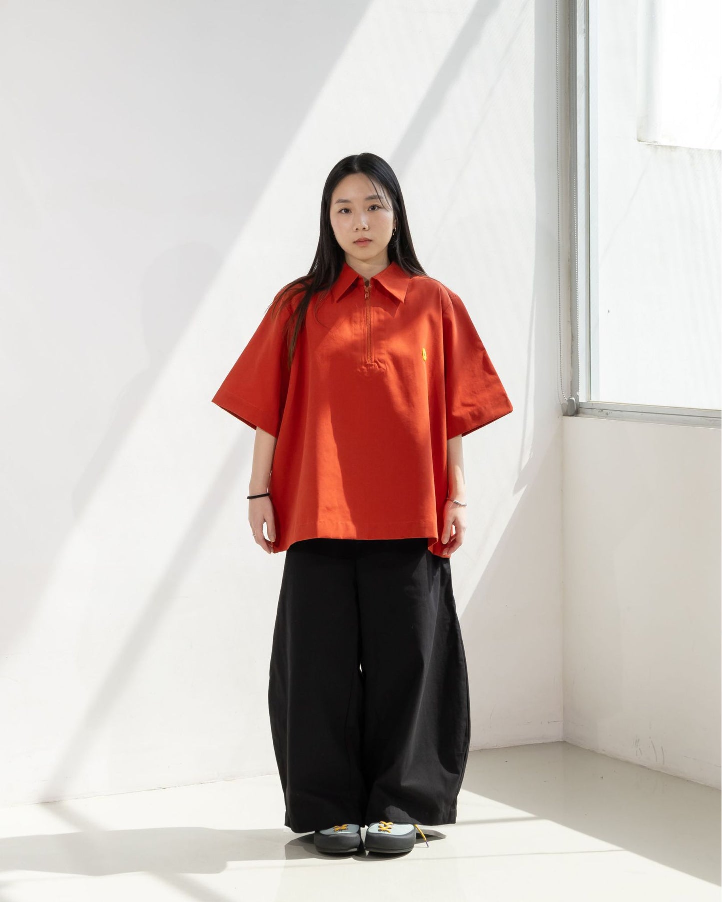 LEJA QUARTER ZIP SHIRT CANVAS SIENNA
