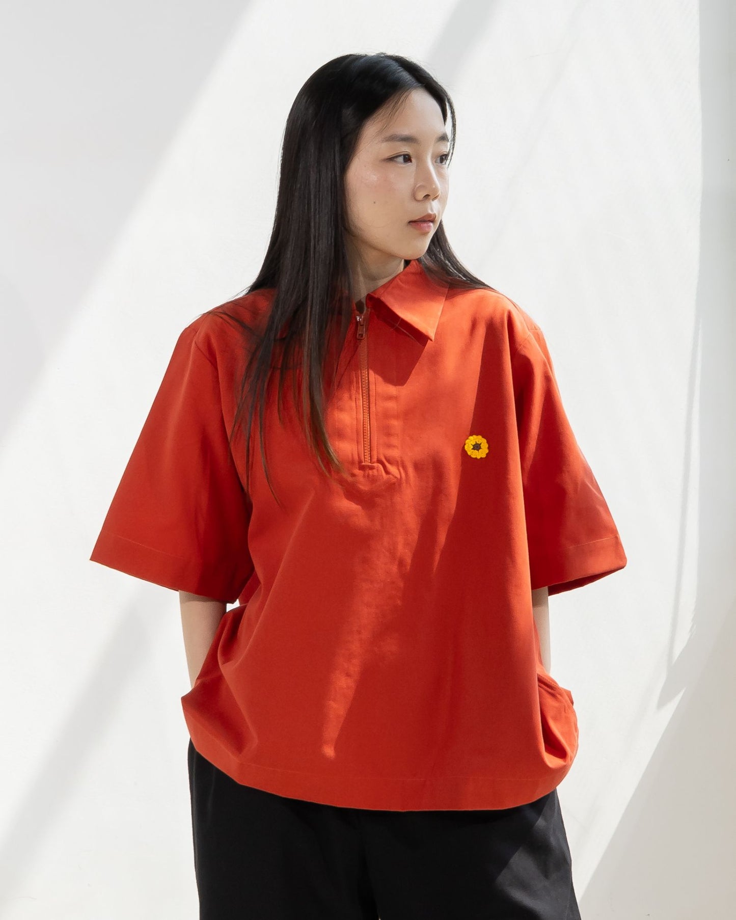 LEJA QUARTER ZIP SHIRT CANVAS SIENNA