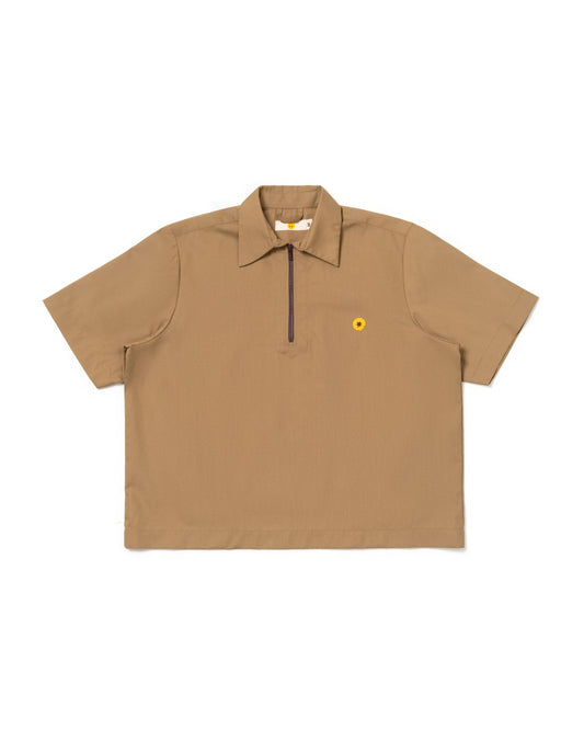 LEJA QUARTER ZIP SHIRT CANVAS LIGHT BROWN