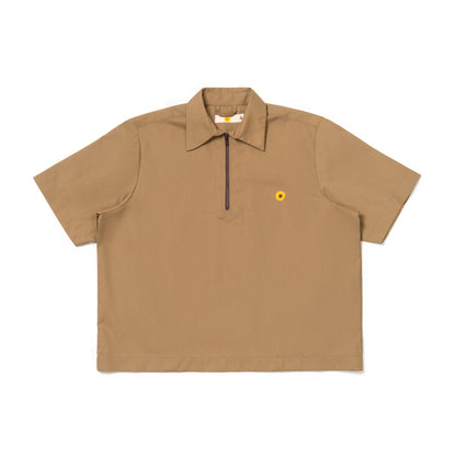 LEJA QUARTER ZIP SHIRT CANVAS LIGHT BROWN