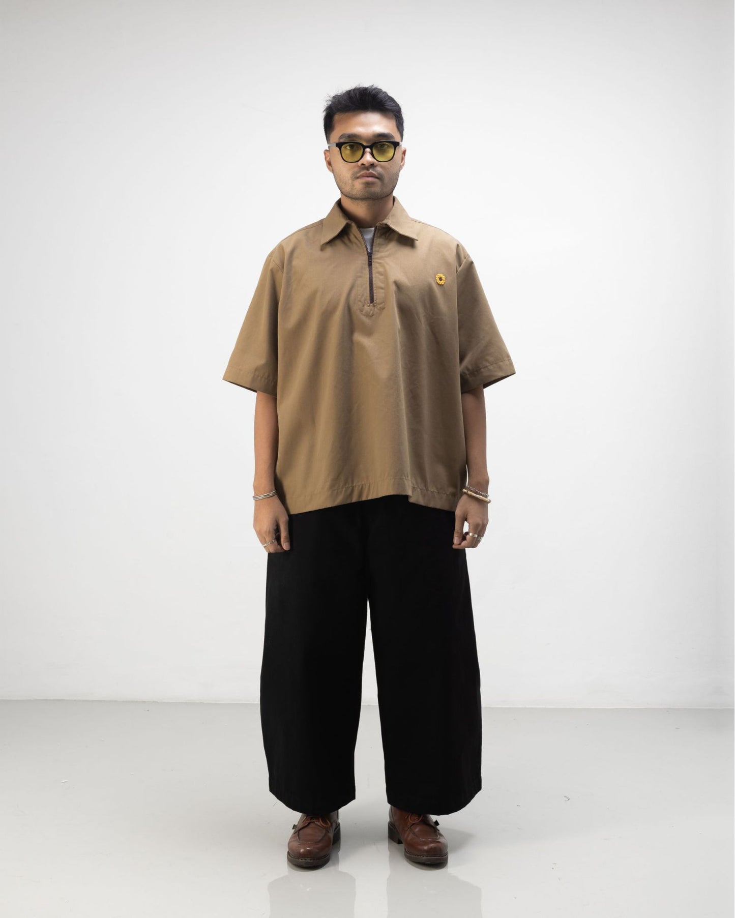 LEJA QUARTER ZIP SHIRT CANVAS LIGHT BROWN