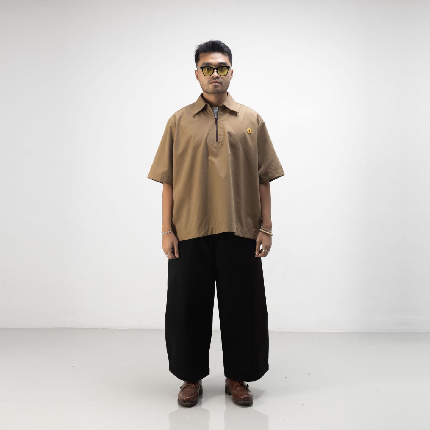 LEJA QUARTER ZIP SHIRT CANVAS LIGHT BROWN