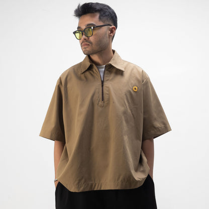 LEJA QUARTER ZIP SHIRT CANVAS LIGHT BROWN