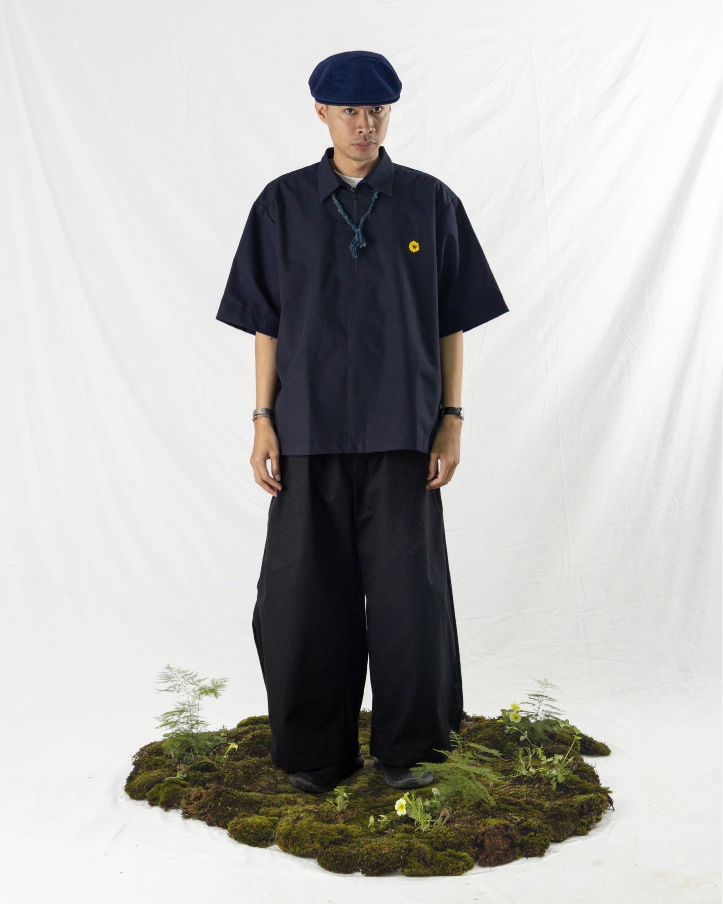 LEJA QUARTER ZIP SHIRT NAVY