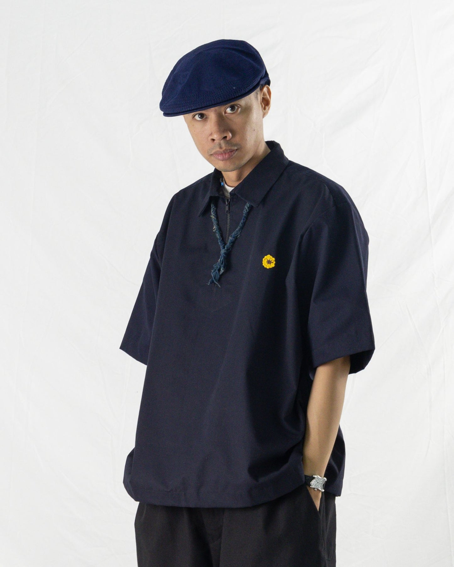 LEJA QUARTER ZIP SHIRT NAVY
