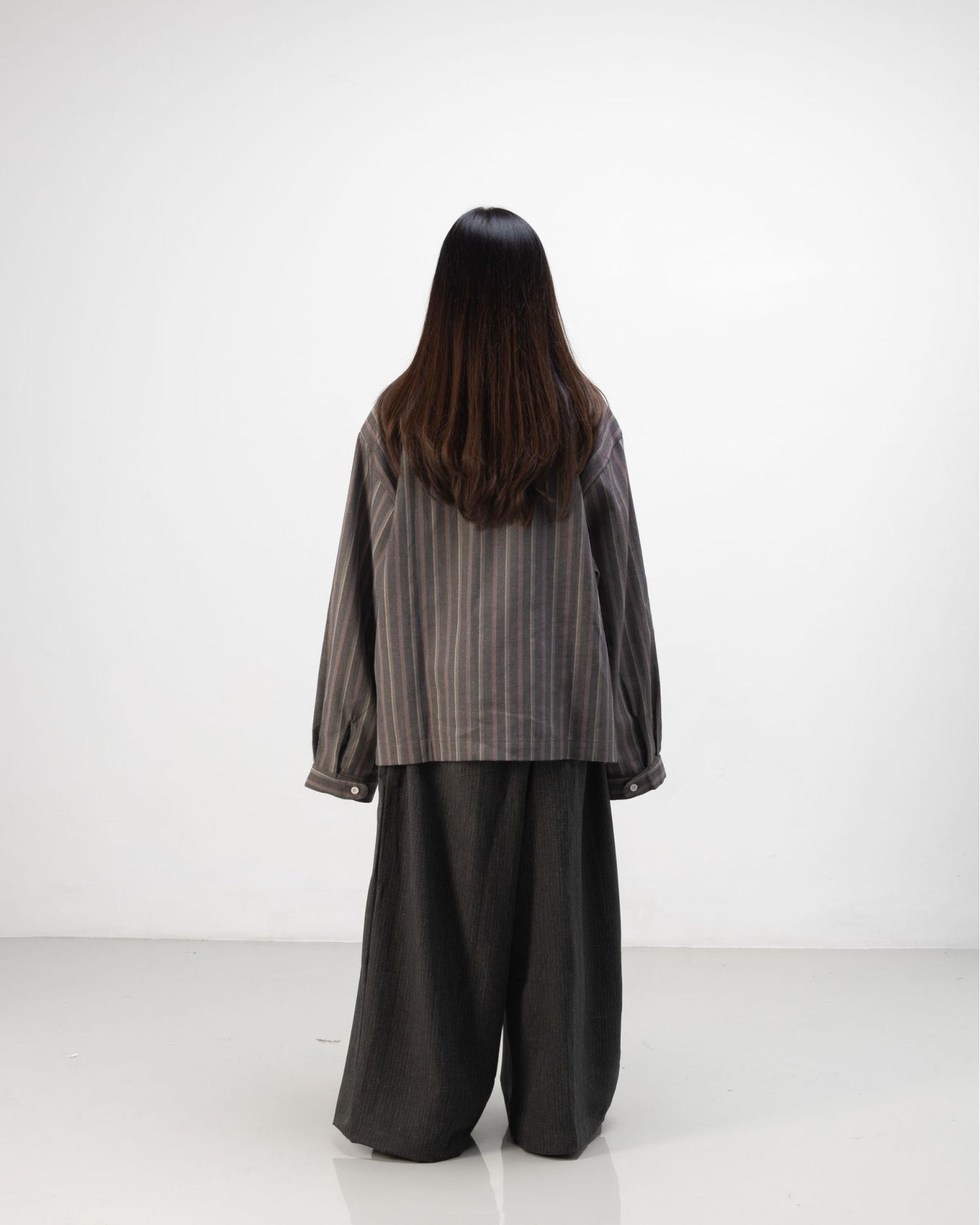 LEPA SHIRT L/S SEMI WOOL STRIPES GRAY
