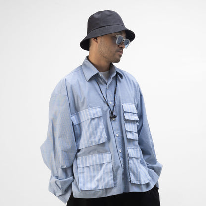 LEPA SHIRT L/S HAIRLINE STRIPES BLUE