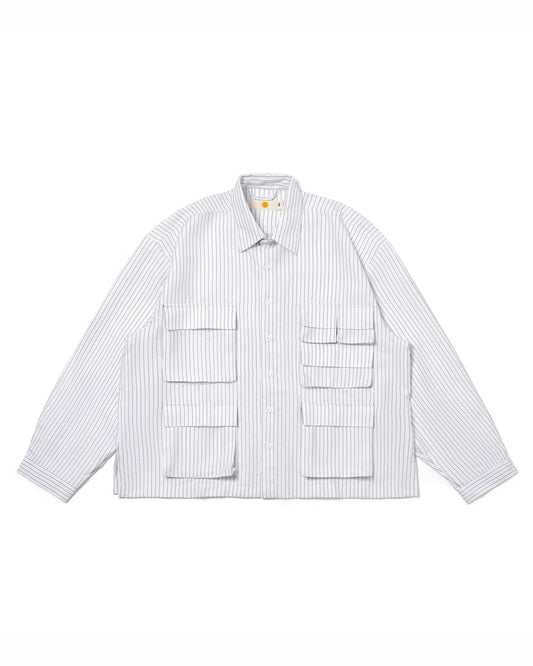 LEPA SHIRT L/S SEMI WOOL STRIPES WHITE