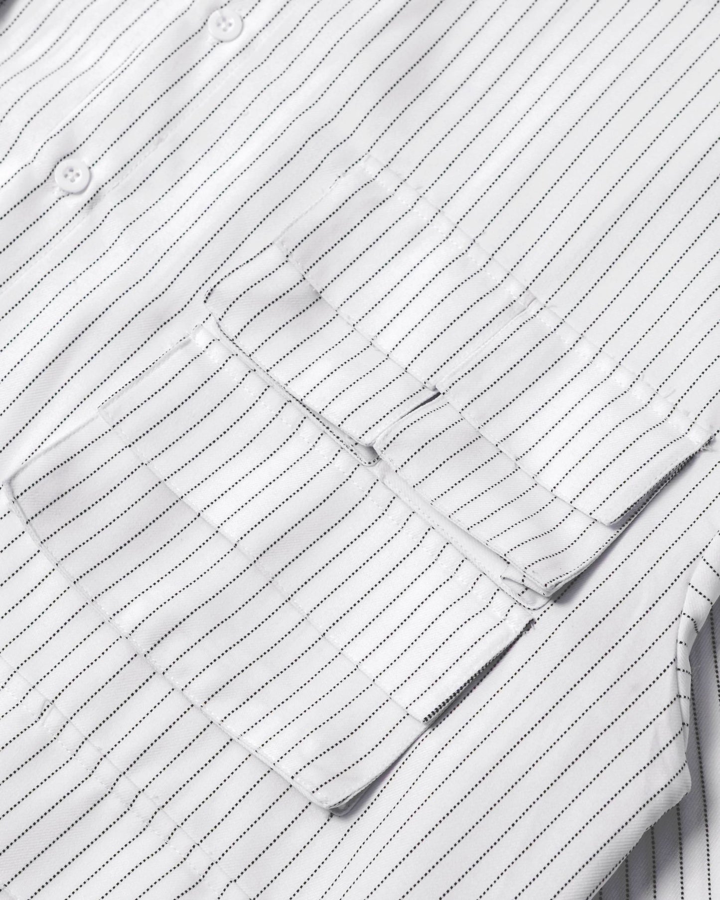 LEPA SHIRT L/S SEMI WOOL STRIPES WHITE