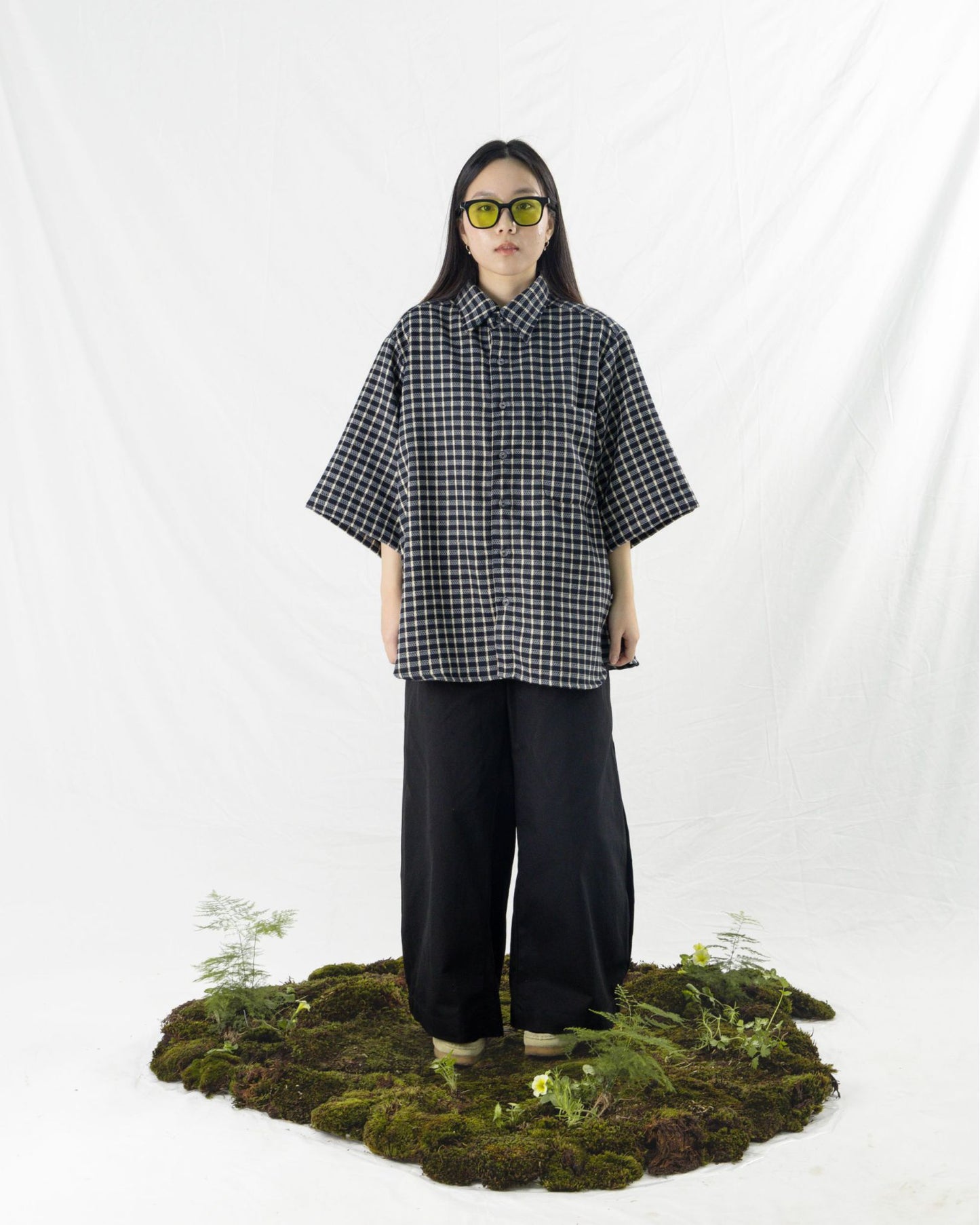NAKANO SHIRT CHECKERED NAVY