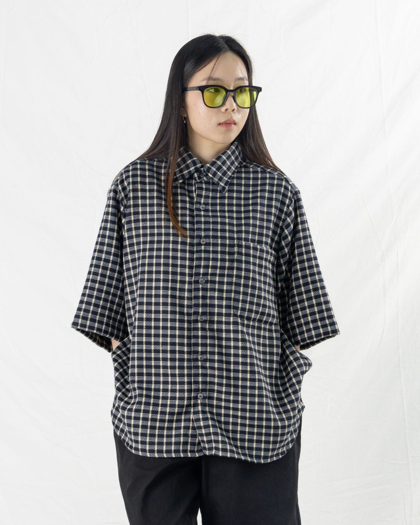 NAKANO SHIRT CHECKERED NAVY