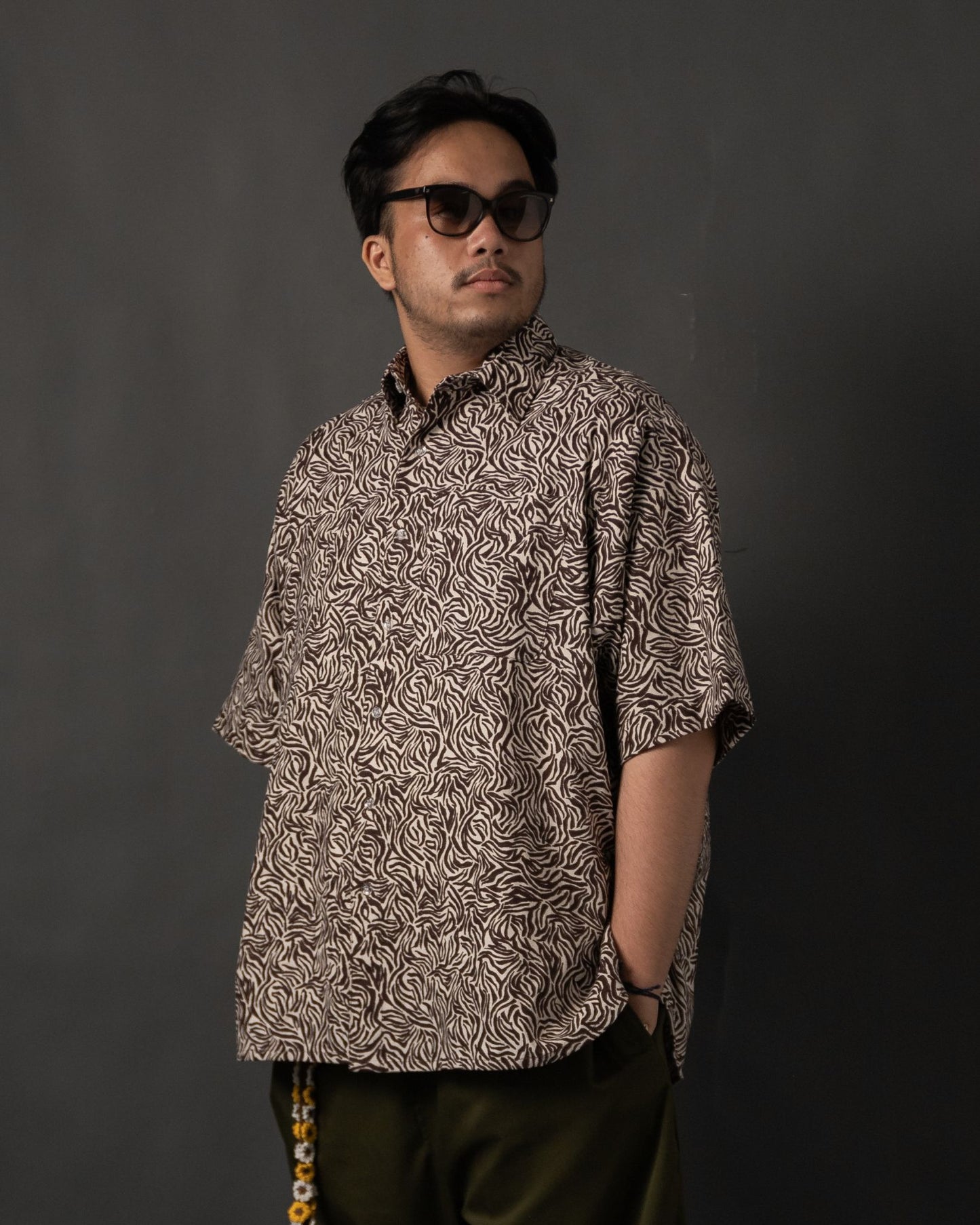 NAKANO SHIRT PATTERN BROWN WHITE TNOI