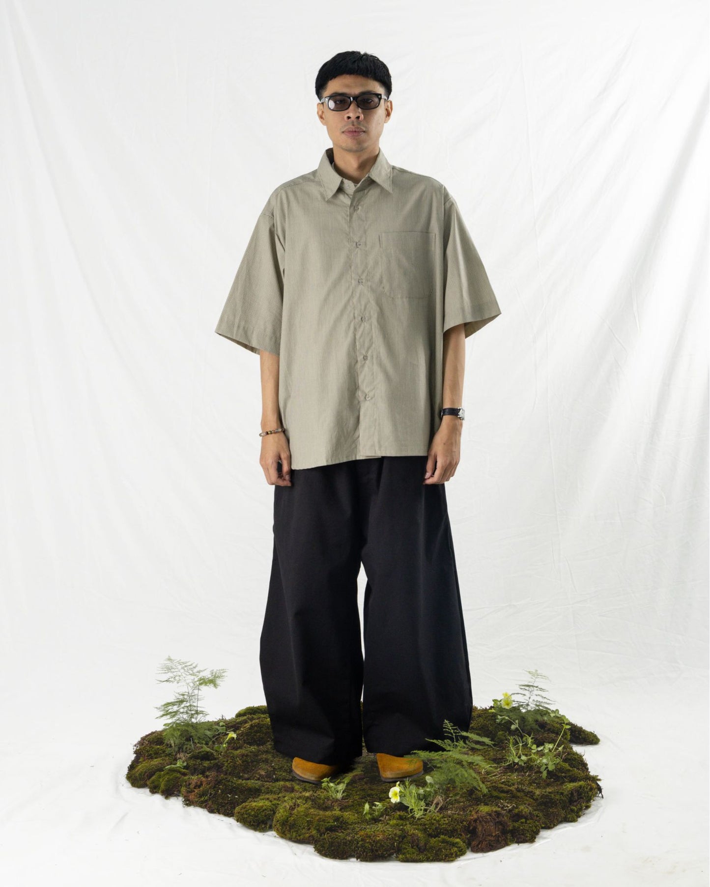 NAKANO SHIRT STRIPES BLACK WHITE