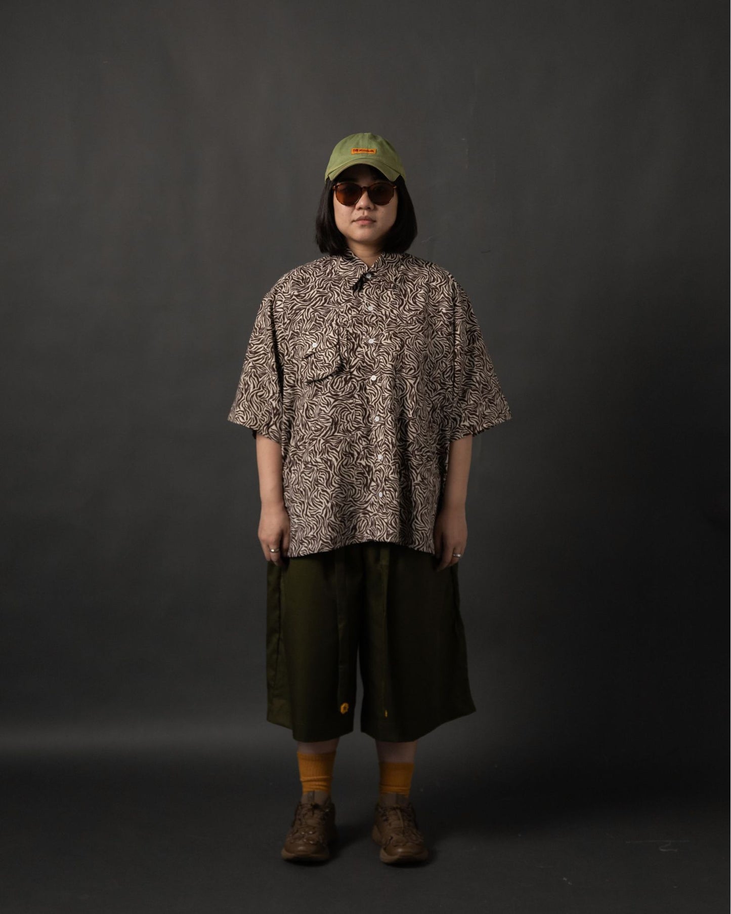 NOMIZU SHIRT PATTERN BROWN WHITE TNOI