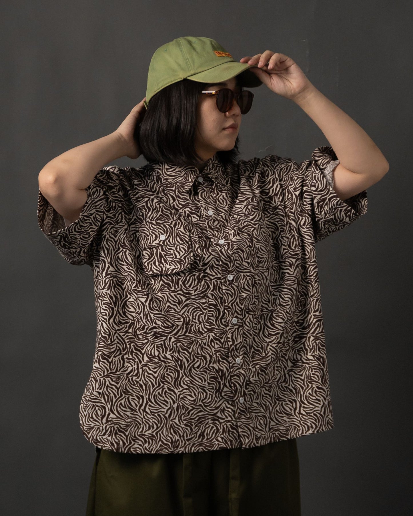 NOMIZU SHIRT PATTERN BROWN WHITE TNOI