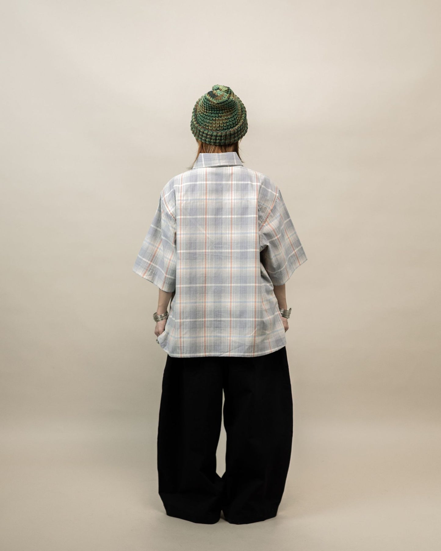 NOMIZU SHIRT PATTERN CREAM BLUE