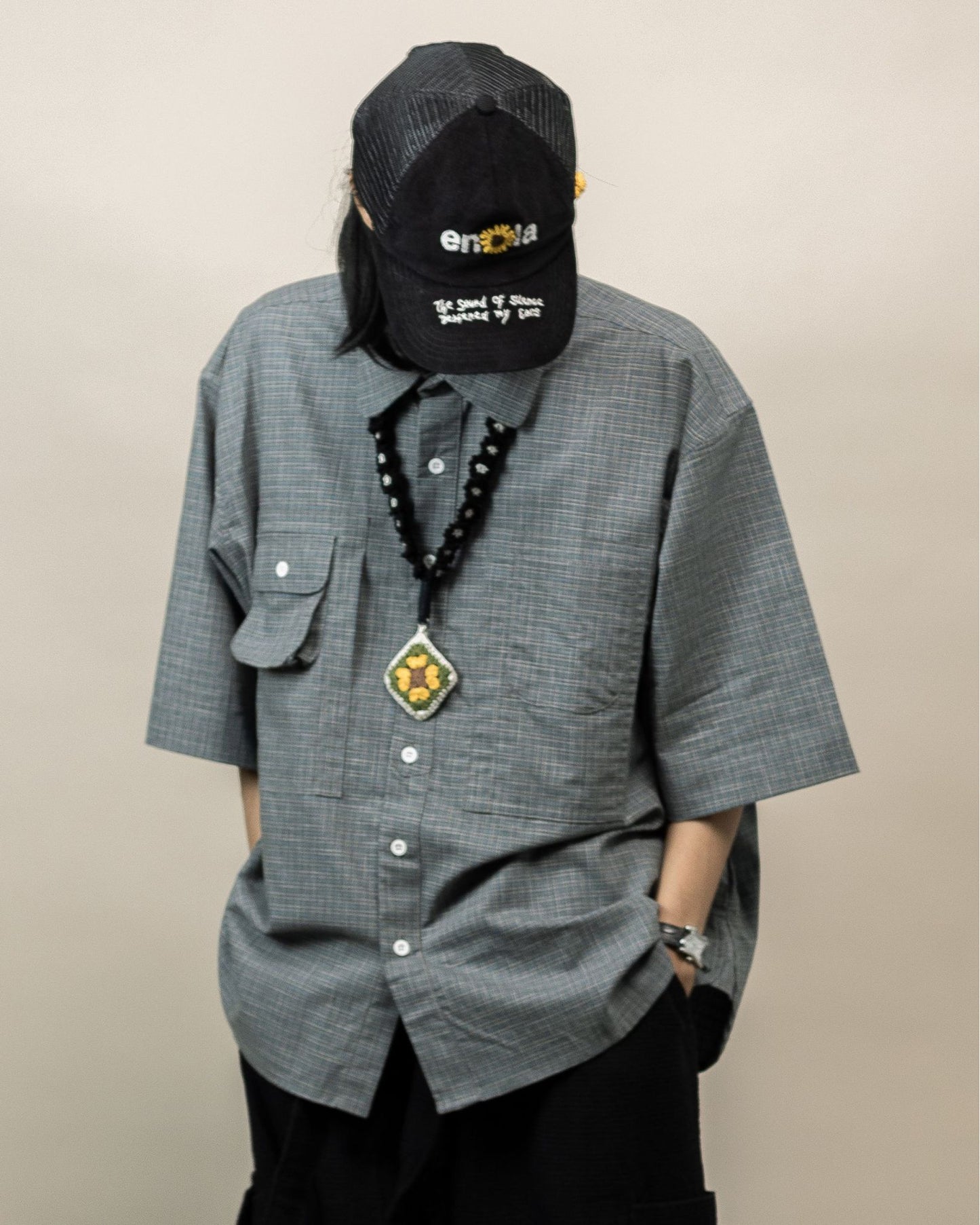 NOMIZU SHIRT PLAID GRAY‎ ‎ ‎