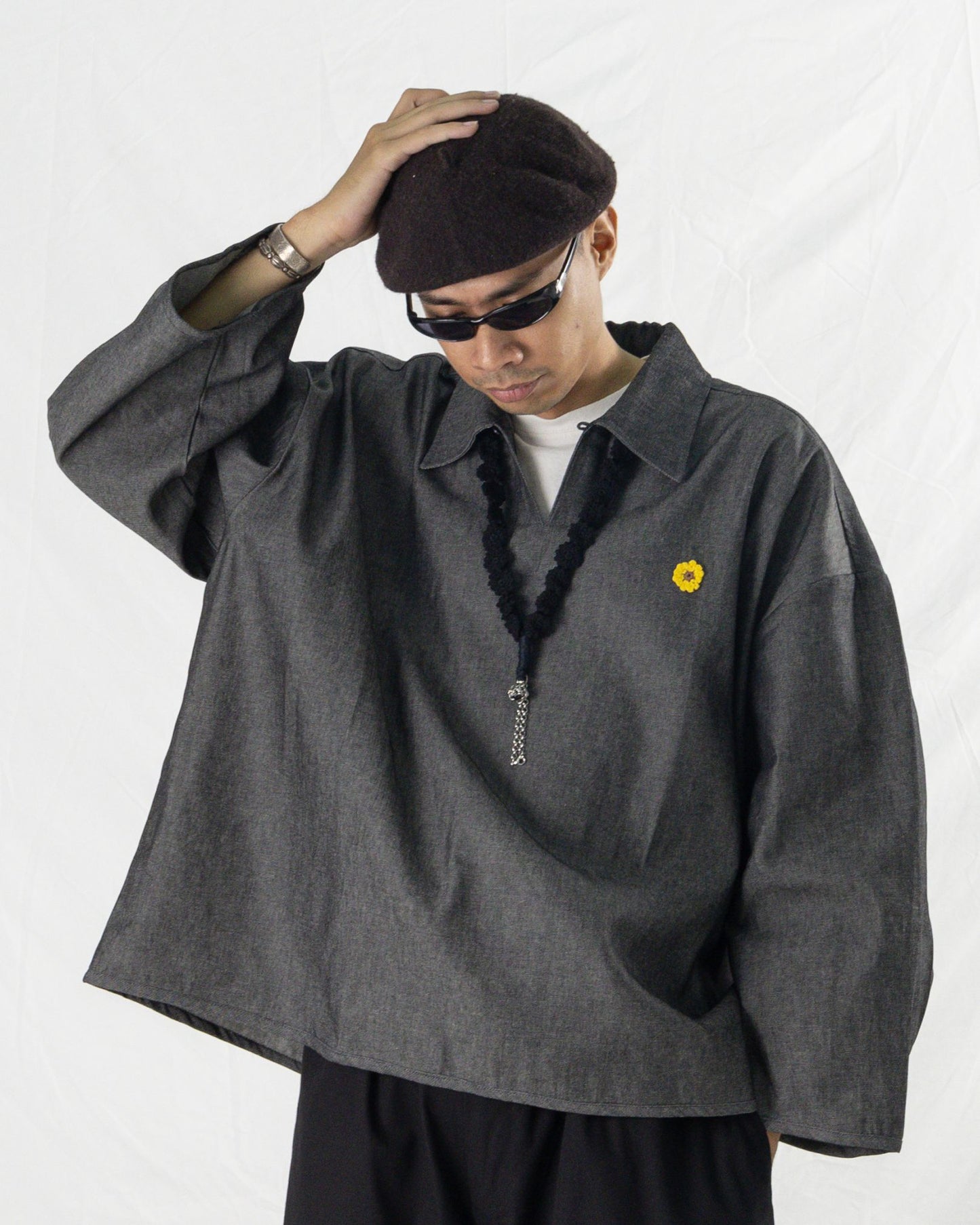 PULLOVER SHIRT DENIM BLACK