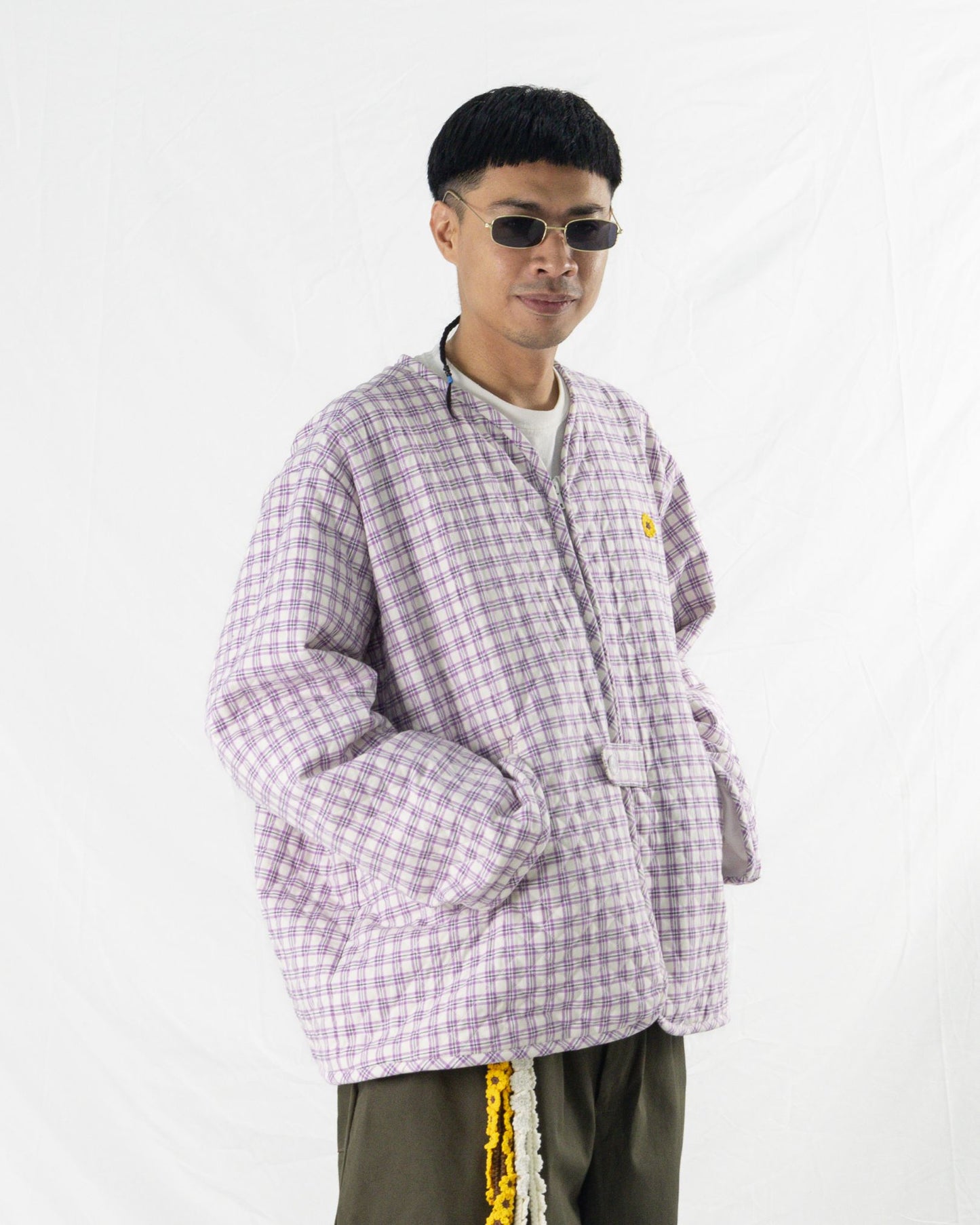 QUILT LINER PLAID PURPLE/ WHITE