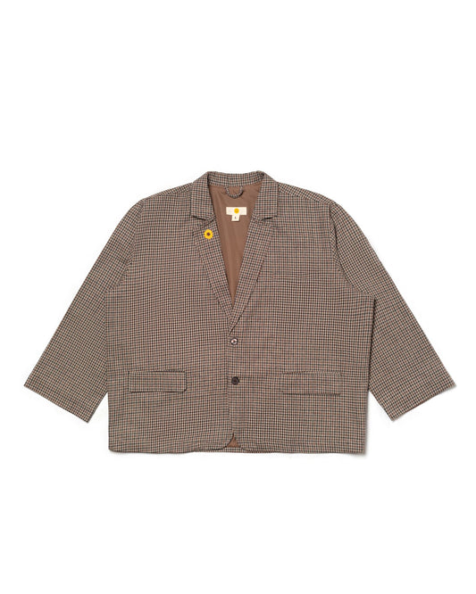 SPORTS JACKET SEMI WOOL CHECKERED BROWN